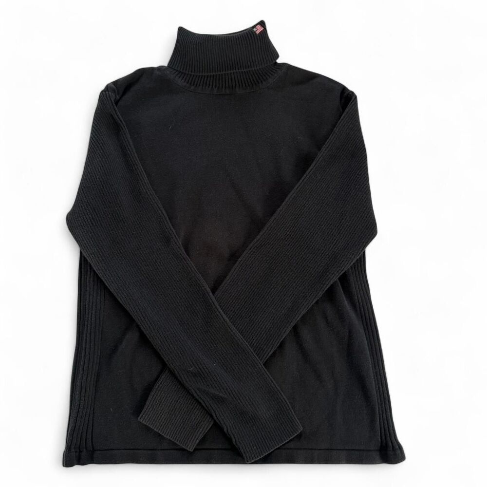 Vintage Ralph Lauren Polo Jeans Co XL Turtleneck Sweater Black Flag Ribbed